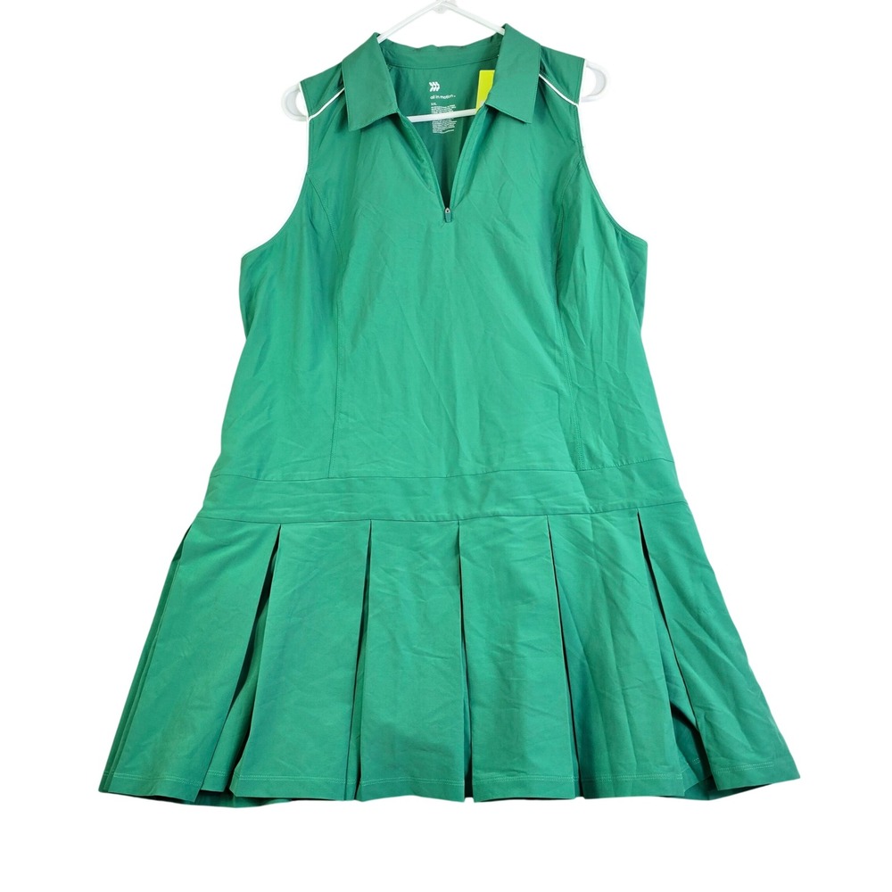All in Motion Golf Dress Women XXL Green Sleeveless Pleated Activewear Tennis